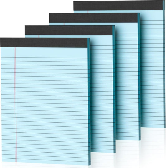 4 Pack Blue Legal Pads 8.5 x 11 Blue Note Pads 8.5 x 11 Notepad 8.5 x 11 Micro Perforated Writing Pads Lined Paper Pads Wide Ruled Pad of Paper 30 Sheets Notebook for Study, To-Do Lists, Office