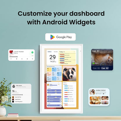 Apolosign 21.5-inch Digital Calendar : Dual Mode Smart Wall Planner, No Subscription, Install Apps, Sync Calendars, Electronic Touchscreen Interactive Display for Family Schedules, Chore Chart (Teak)