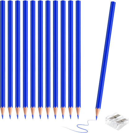 12 PCS Dark Blue Colored Pencils, Pre-sharpened Professional Wooden Art Pencils Set for Artists Painting | Premium Drawing Sketching Supplies (Dark Blue)
