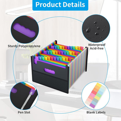 EOOUT Accordion File Organizer 36 Pockets, Letter A4 Size Expanding File Folder, Large Capacity Document Organizer with Blank Label for Office School