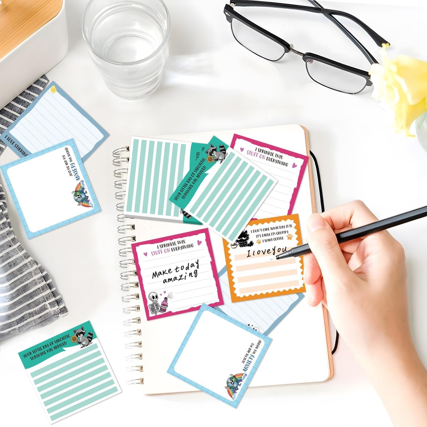 Inspirational Sticky Notes Gifts - 9 Pack Funny Positive Quotes Notepads 3x3 Inches, Fun Motivational Self-Adhesive Memo Pads Office Study Supplies for Friends Coworkers (450 Sheets)