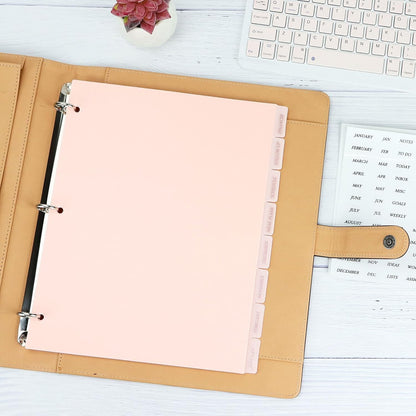 Buqoo Binder Dividers with Tabs, 8 Tab Dividers for 3 Ring Binder, Pink Binder dividers, Notebook Dividers for Journal Planner 8 Sheets Per Set