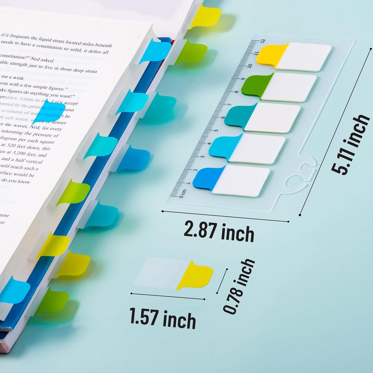 Golcellia Sticky Tabs - 600 Sheets Notebook Tabs - Sticky Flags, Index & Page Tabs - Durable Divider & Binder Tabs for Books & Bibles（6 Pcs, 5 - Color）