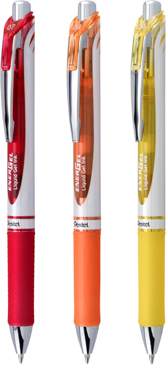 Pentel EnerGel RTX Retractable Liquid Gel Pen, Passion Hue, 0.7mm, Assorted Violet Ink Pack of 3 Pens (BL77PASBP3M)