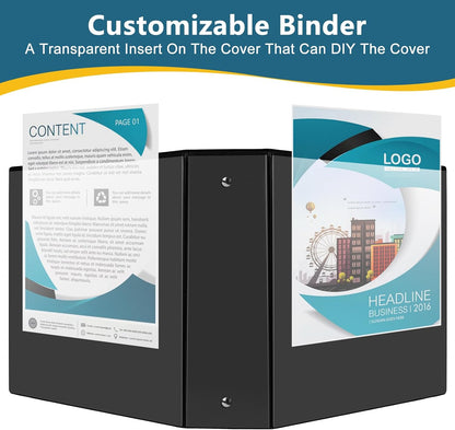 CIXILDTS 0.5-inch Round Ring Binder, Durable 1/2" 3 Ring Binder Fit Letter Size Paper, Presentation View Binders, White,12-Pack