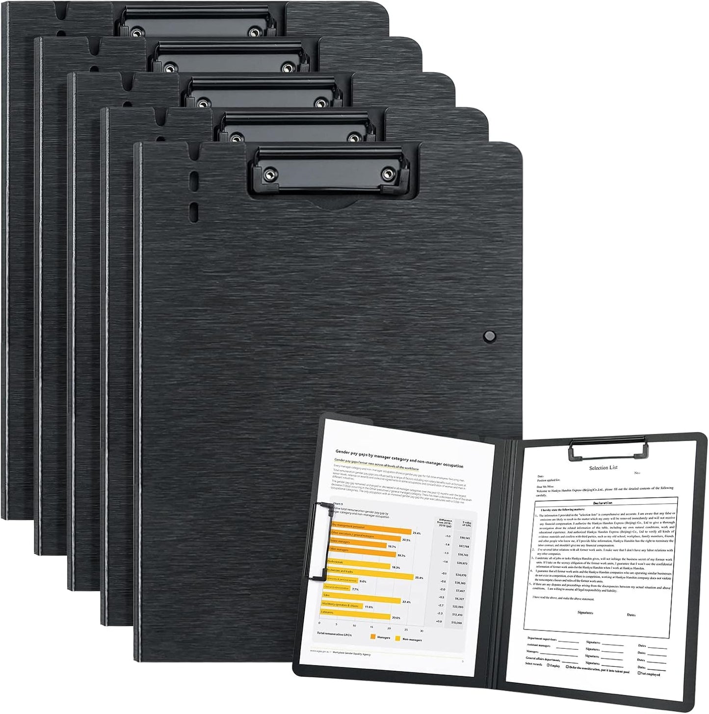 A4 Clipboard Folder,10 Pack Foldable Clipboards with Pocket for Business,Office,School or Restaurant (Black)