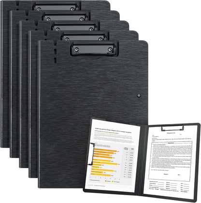 A4 Clipboard Folder,10 Pack Foldable Clipboards with Pocket for Business,Office,School or Restaurant (Black)