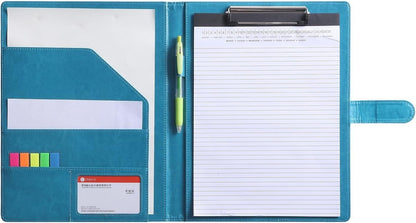Clipboard Folder Padfolio A4, Mymazn Writing Portfolios Faux Leather Clipboards with Cover for Legal Pad Holder Letter Size 8.5 x 11 for Business Conference Notepad Clip Board (Gray Green)