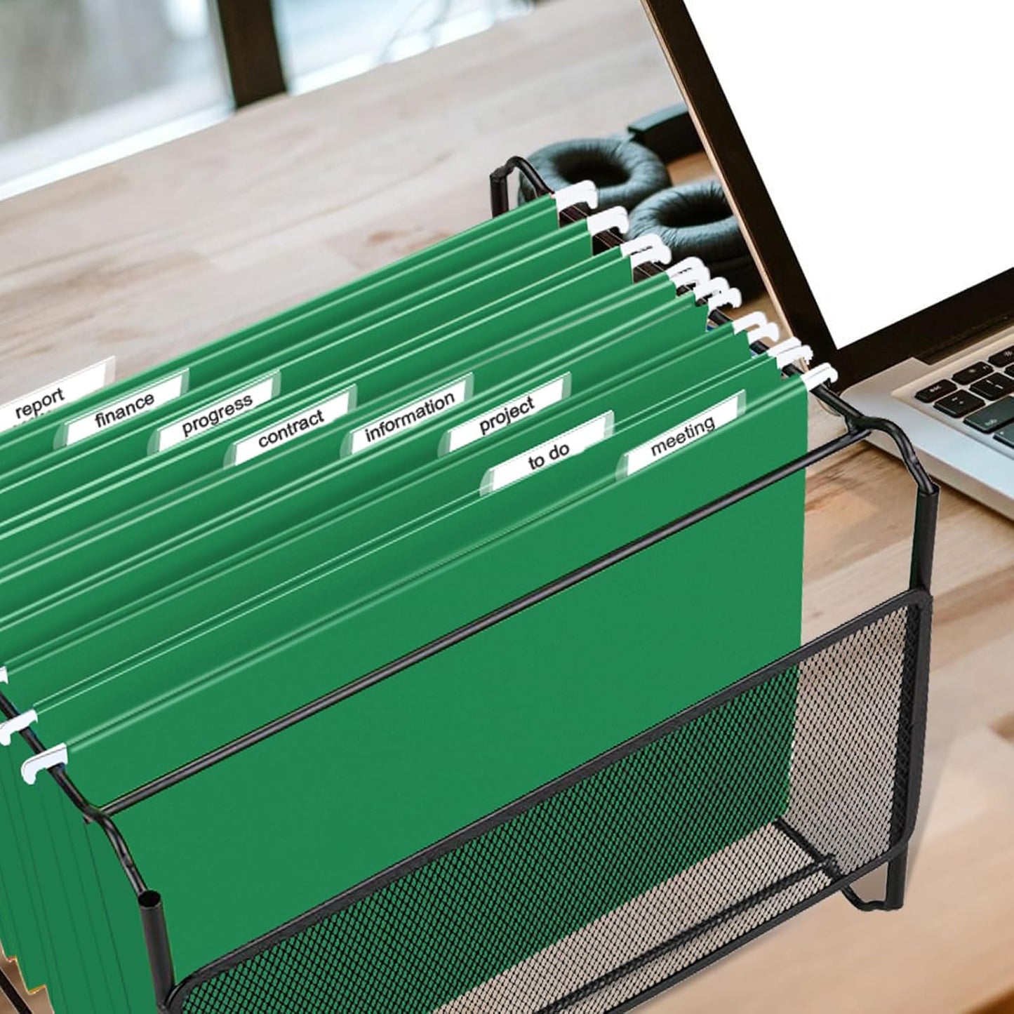 HERKKA Hanging File Folders, 30 Pack Reinforced Letter Size Hanging Folders, Designed for Bulky Files, Filing Cabinet, 1/5-Cut Adjustable Tabs (Blue)