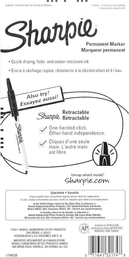 Sharpie 32174-SH Twin Tip 4 Pack (Red,Blue,Green, and Black)
