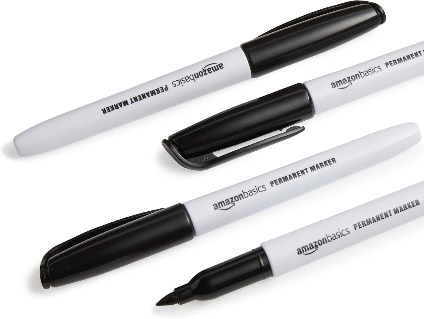 Amazon Basics Fine Tip Permanent Markers for Writing, Drawing, Quick Drying, Office, School, and Home Use, Black, 24 Pack
