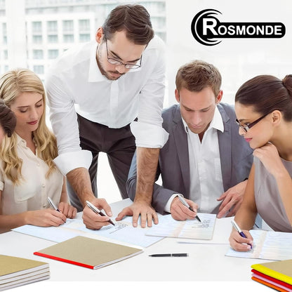 Rosmonde College Ruled Composition Notebooks 5 Pack, 200 Pages (100 Sheets), 9-3/4" x 7-1/2", White & Black Marble Composition Book, Hard Cover, Sturdy Sewn Binding, School, College & Office Supplies