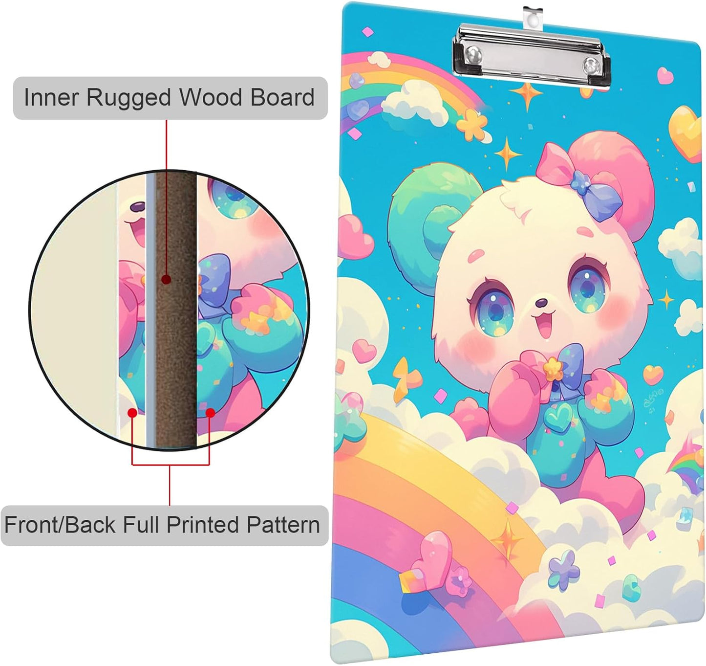 Fashion Clipboard, A4 Letter Size Wooden Decorative Clipboards for Teacher, Nurse, Doctor,Student and Kids, Cute Design for Standard Size 12.2" x 8.9" (C-Pink Purple Marble)