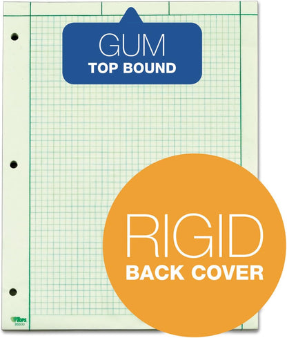TOPS Engineering Computation Pad, 8-1/2" x 11", Glue Top, 5 x 5 Graph Rule on Back, Green Tint Paper, 3-Hole Punched, 200 Sheets (35502)
