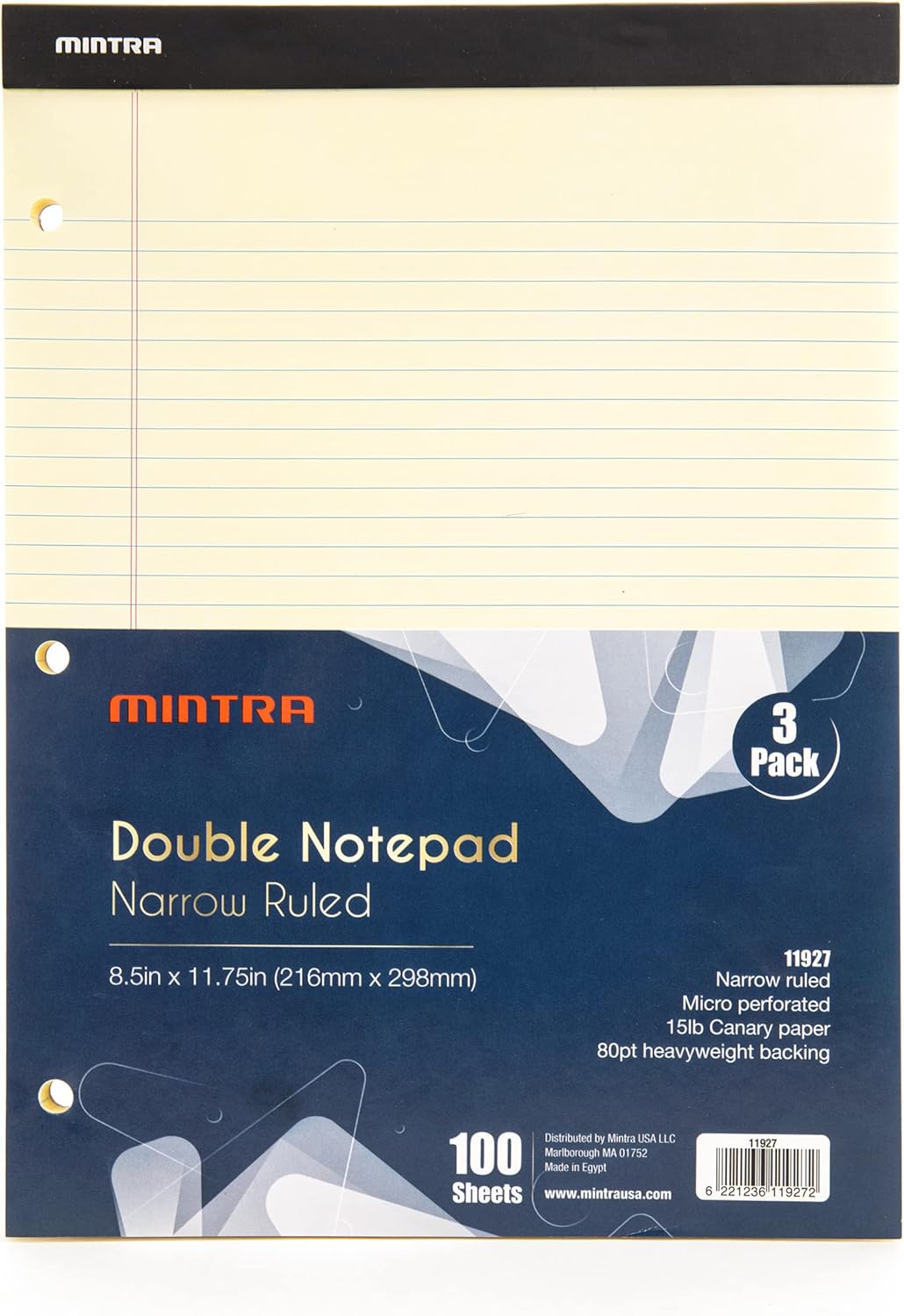 Mintra Office White Legal Pads – Ruled Notepads and Micro-Perforated Sheets, Ideal for Writing, Note-Taking & Creativity, Office, or Professional Use, Basic Pad 6 pack, 8.5"x11" (Narrow Ruled)
