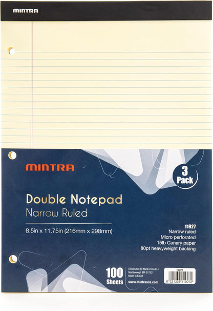 Mintra Office White Legal Pads – Ruled Notepads and Micro-Perforated Sheets, Ideal for Writing, Note-Taking & Creativity, Office, or Professional Use, Basic Pad 6 pack, 8.5"x11" (Narrow Ruled)