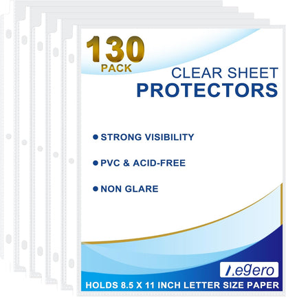 Aegero 65 Pack Clear Sheet Protectors, 8.5 x 11 inch Page Protectors for 3 Ring Binder,Top Loading Paper Protector for Documents and Photos,Letter Size