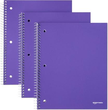 Amazon Basics 4x4 Graph Ruled Spiral Notebook, Poly Cover, 100 Sheets, 9" x 11", Coral, 3 pack