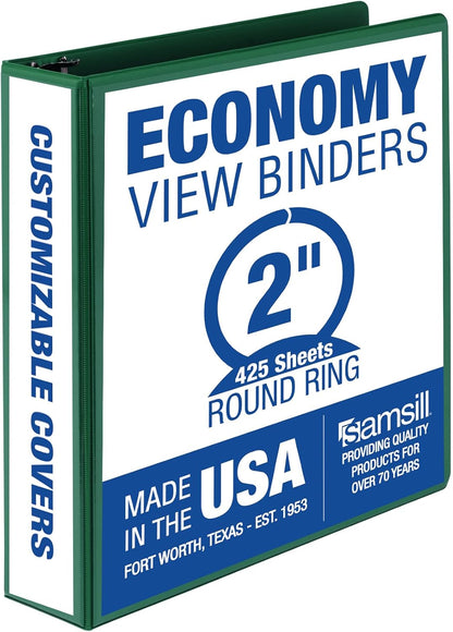 Samsill 1.5 Inch 3 Ring Binders, Economy Round Ring, Clear View Cover, 325 Sheet Capacity - for School, Home, Office - White, 4 Pack