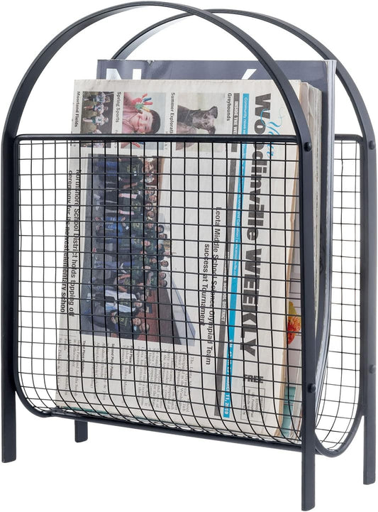 MyGift Magazine Rack, Floor Freestanding Magazine Holder for Bathroom Bedroom Office, Books Newspapers File Mail Organizer, Mid Century Modern Decor Wire Storage for Tablets and Documents