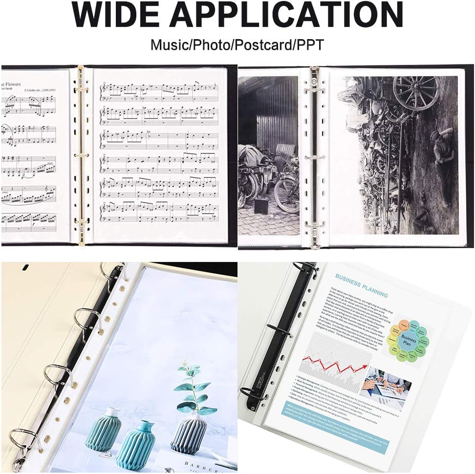 Sheet Protectors, HERKKA 800 Pack Heavy Duty Clear Plastic Page Protectors Sheet Reinforced 11-Hole Fit for 3 Ring Binder Fits Standard 8.5 x 11 Paper, 9.25 x 11.25 Top Loaded, Acid Free