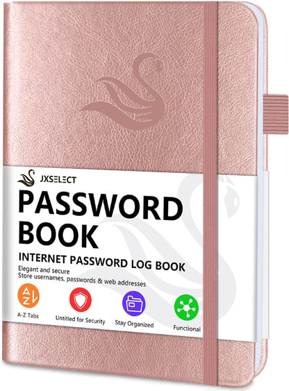 Elegant Password Book with Alphabetical Tabs - Hardcover Password Book for Internet Website Address Login - 5.2" x 7.6" Password Keeper and Organizer w/Notes Section & Back Pocket (Turquoise)
