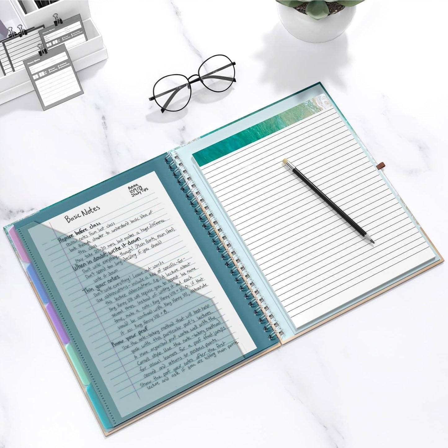 Hongri Clipboard Folio with Refillable Lined Notepad, 8.5 x 11 Folders with Storage 10 Pockets, Spiral Portfolio, Size 12.8X 9.7 in, Office & School Supplies, Skeleton
