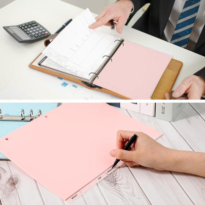 Black Binder Dividers, 8-Tab Sturdy Plastic Dividers, Binder Dividers with Tabs, Black 3-Ring Binder Plastic Divider Set, Aesthetic Dividers for Binder, Suitable for Notebooks and Binders(Black)
