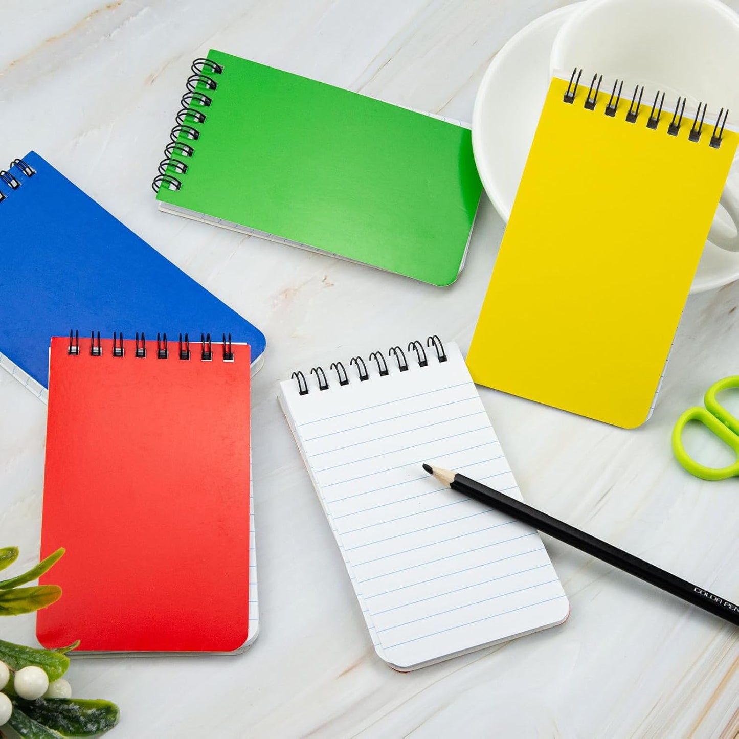 Fantasyon Top Bound Memo Books 4" x 6" Pocket Notebook Spiral Memo Pads For Home, Office, College, School, Lined College Ruled Paper, 75 Sheets Per Notebook (10 Pack) (A6)