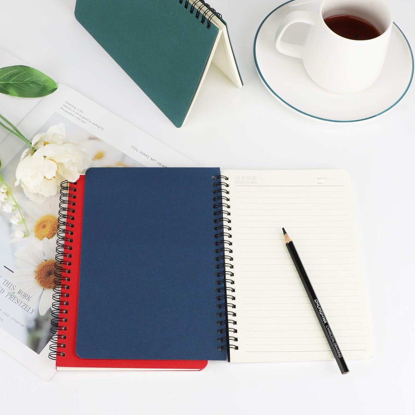 EUSOAR Spiral Lined Notebook, A5 3packs 5.5"X8.3" 120 Pages Lined Travel Notebooks Journal, Memo Notepad Sketchbook, Students College Office Business Diary Ruled Spiral Book Journal-3Colors Covers