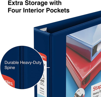 Staples Heavy-Duty 2-Inch D-Ring View Binder, Reinforced Spine, Holds Up to 450 Sheets, Gray, for Office & School