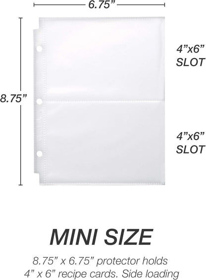 Samsill 8 Tab Recipe Dividers, Recipe Sleeves, Sheet Protector Dividers, with Tab Inserts, Clear, Super Heavyweight, Top Loading, 3 Hole Punched for Standard Letter Size Binders, Archival Safe