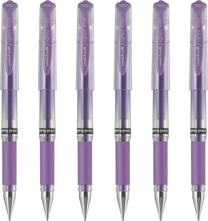 uniball Signo Gel Impact Pens, Bold Point (1.0mm), Metallic Pink Ink, 6 Pens