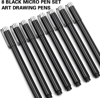Muchcute Extra Fine Point Writing Pens:6 Black 0.25mm Ultra Thin Micron Pen 01 No Bleed Bible Journaling Study Supplies Annotation Smooth Waterproof Micro Line Tip Fineliner Gel Felt Ink Markers Stuff