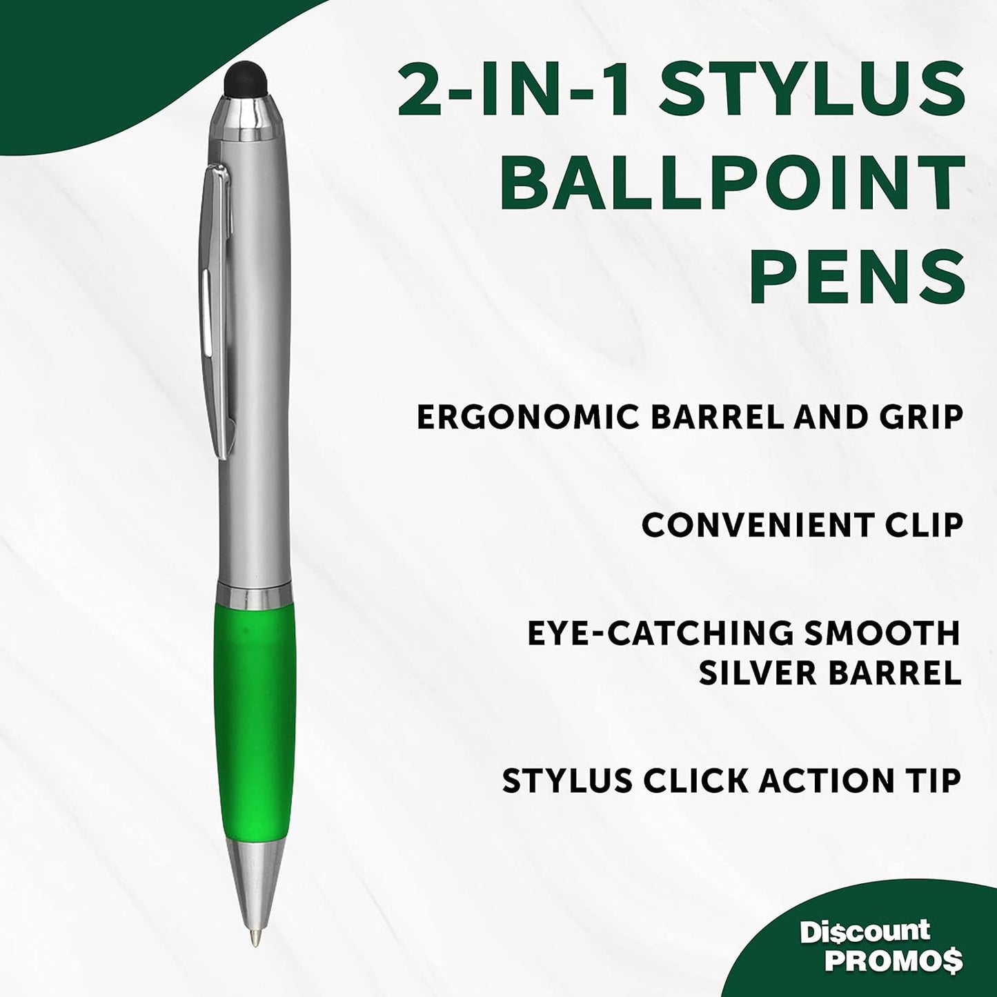 DISCOUNT PROMOS Custom Stylus Ballpoint Pens Set of 10/50/100, Personalized Bulk Pack - Black Ink, Great for Office, School, Business, Tradeshows, Events - Purple