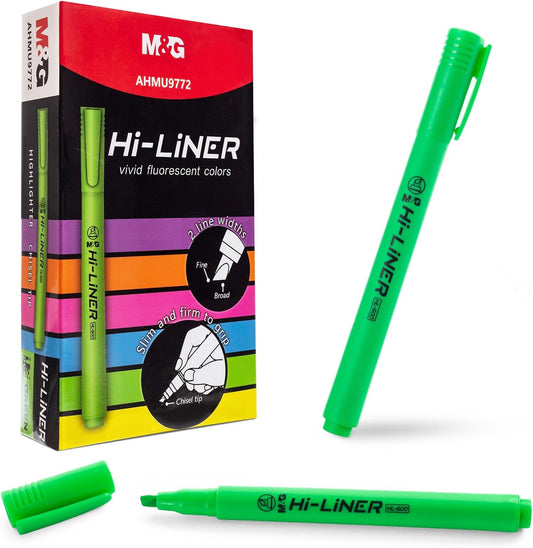 M&G Liner Highlighters, 12-Count Pack Yellow Highlighters, Chisel Tip No Bleed Highlighter Pens for Office Documents, Planning, and Everyday Organization