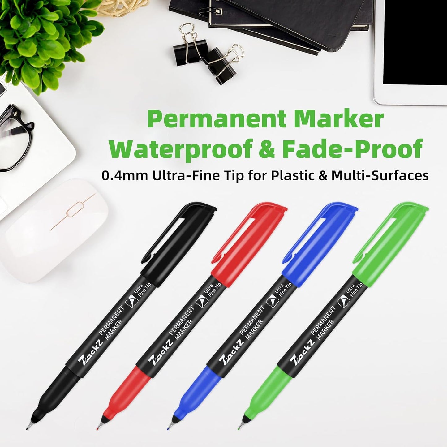 Ultra Fine Point Permanent Black Marker, 18 pack Permanent Markers, Permanent Markers Ultra Fine Tip 0.4 mm Tip, Waterproof & Fade-Proof Ink, Quick Drying, Writing on Paper, Plastic, Metal, Glas