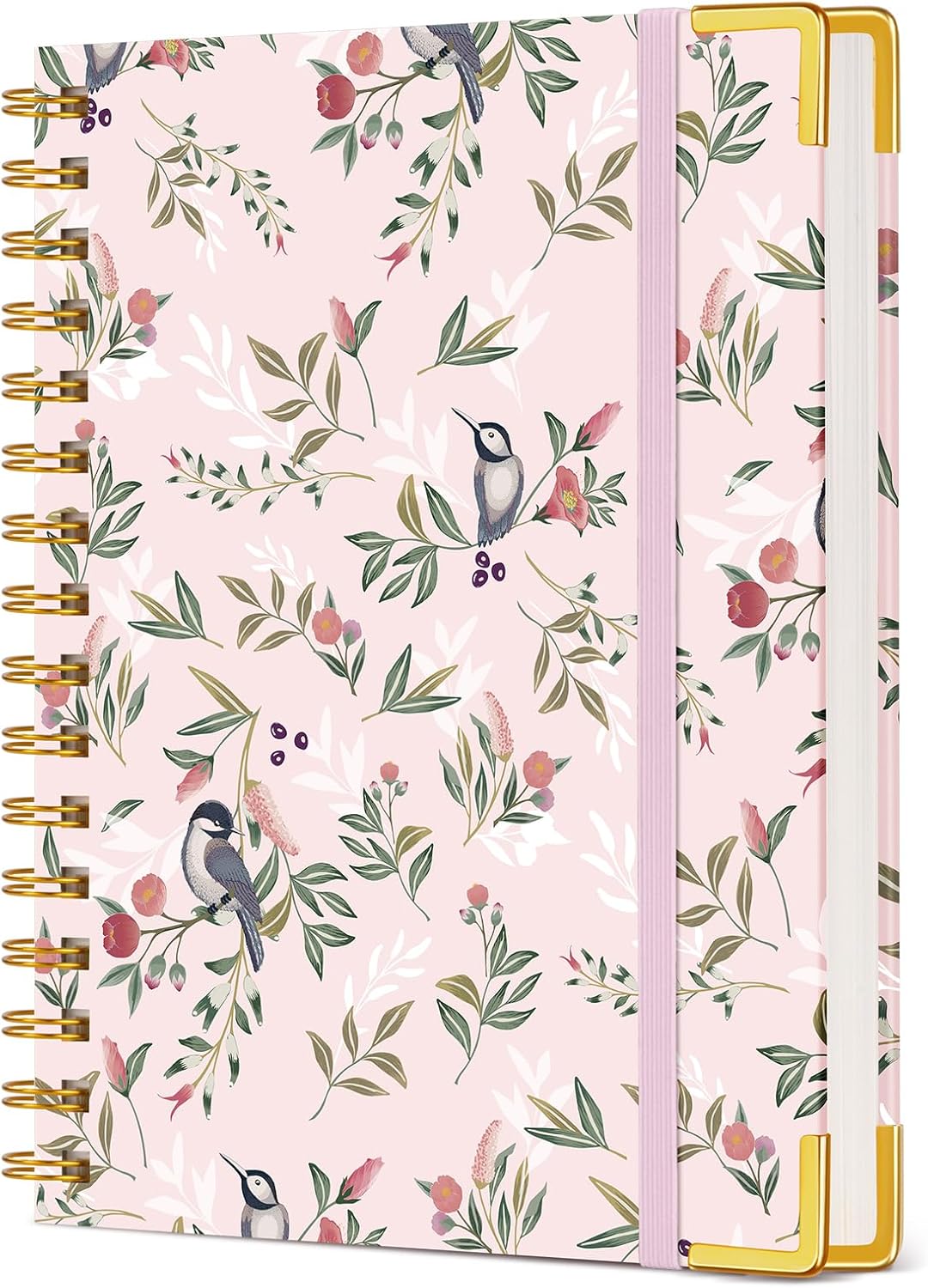 Cute Spiral Notebook Journal for Women, 200 Pages Lined Notebooks 8.5” x 11”, A4 Large Hardcover Spiral Journals with 100 GSM Thick Paper, College Ruled Notebook for Writing Work School, Orange Floral