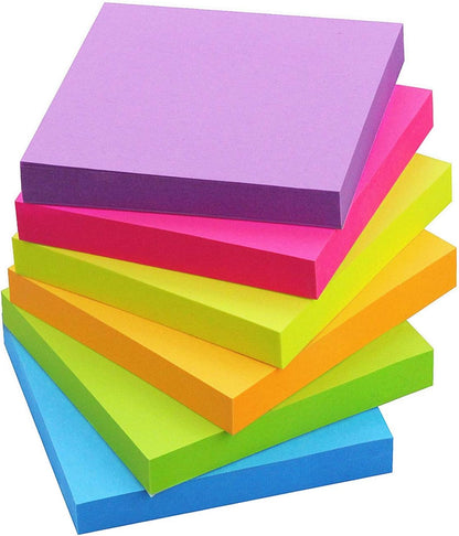 Sticky Notes 8x6, 6 Color Bright Colorful Sticky Pad, 6 Pads/Pack, 45 Sheets/Pad, Self-Sticky Note Pads
