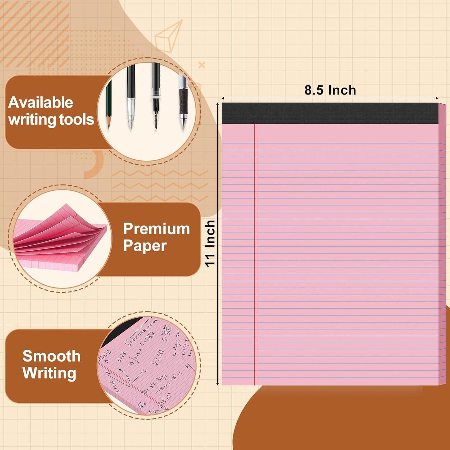 Legal Pads 8.5 X11, Narrow Ruled Notepads, 2 Pack, 50 Sheet/Pad, White Legal Pads, Tear Off Notepad, Perforated Writing Pad, Notebook Paper College Ruled, Notepads for Office Home School, Notepad