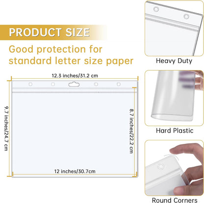 AKONEGE 6PCS Hard Sheet Protectors 8.5" x 11" Waterproof Resealable Zip Paper Page Protectors Clear Rigid Plastic Sleeves for Photos Certificate, Heavy Duty Document Holder Wall Sign Holder, Vertical