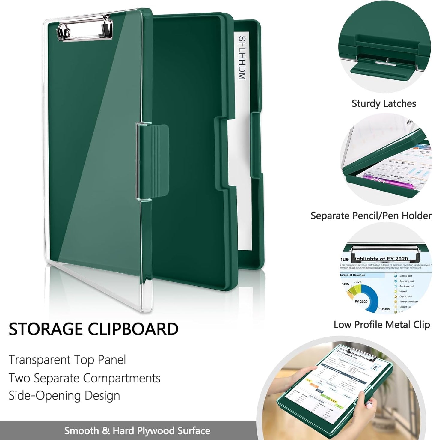 SFLHHDM Clipboard with Storage,Heavy Duty Clip Boards 8.5x11 with 2 Storage Case,Clear Visible Panel Storage Clipboards,Side Opening Nursing Clipboard Folder for Office Supplies-Light Purple