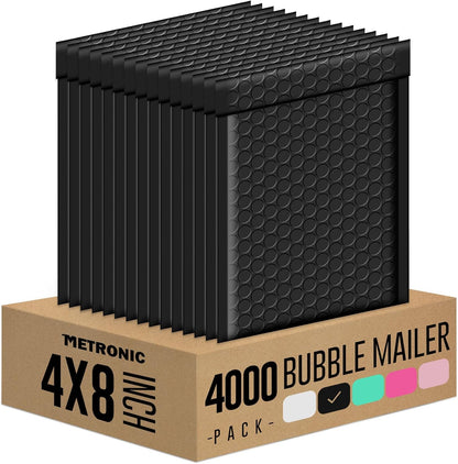 Metronic Bubble Mailers 6x10 Inch 100 Pack Black Usable Size 6x9" Opaque Padded Envelopes Waterproof Bubble Envelopes Cushioning Mailer for Small Business Mailing Makeup Jewelry Gifts