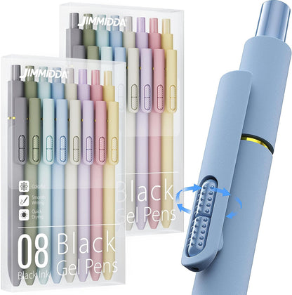8Pcs Black Gel Pens - 0.7mm Medium Point Black Ink Pens | Smooth Writing - Quick Drying Retractable Pen for Men Women (Morandi - 8Pcs)