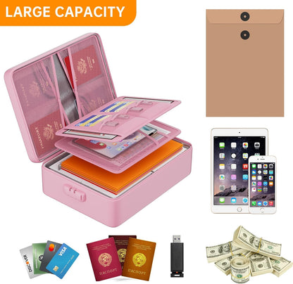 DocSafe 5200°F Document Organizer with Lock, Upgraded Heat Insulated Fireproof＆Water-Resistant Box 8 Layers File Organizer, Portable Home Travel Safe Storage for Important Documents and More