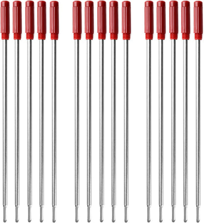0.7 mm Ballpoint Ink Twist Pen Refills, 15 Pcs Medium Point Metal Smooth Writing Replaceable Ink Refill, Stationery Compatible for Cross Ballpoint Replacement (4.6in M) (Black+Red+Blue, 15)
