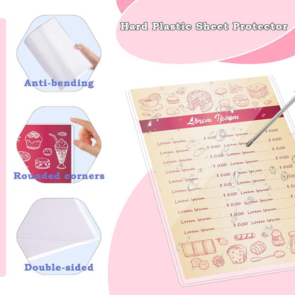 AKONEGE 30PCS 8.5" x 11" Rigid Print Protectors, Clear Hard Plastic Page Sheet Protectors, Hard Plastic Sleeves for Paper Photo Poster, Document Holder Birth Certificate Protector