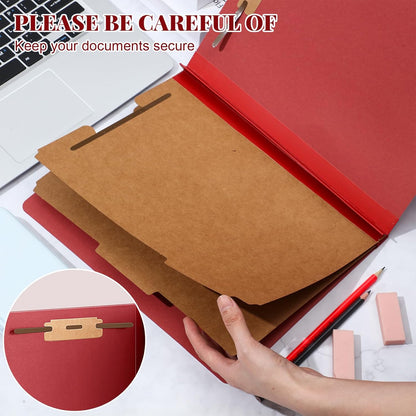 Skyygemm 12 Pcs Classification Folders Letter Size Bulk - 2 Dividers Pressboard File Folder with 3. 5 Inch Expansion, 2 Prongs Fastener, Heavy Duty Office File Organizer for Teacher Medical (Hot Pink)
