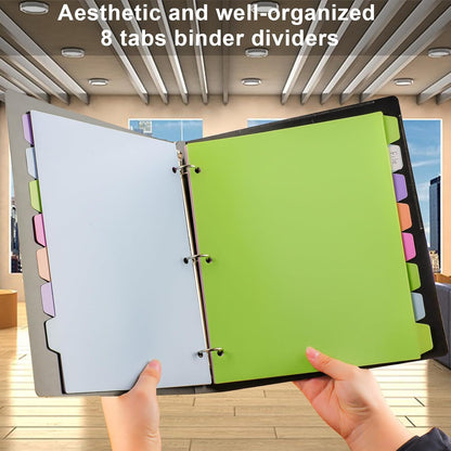 habgp 16Pcs/2 Set Binder Dividers with Tabs, 8 Color Tab for 3 Ring Binder Dividers, Page Folder Dividers for 3 Ring Binder Sheet Paper Protectors, Plastic Tabbed File Dividers with Tabs S099