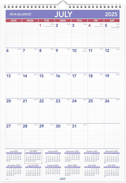 AT-A-GLANCE Wall Calendar 2026-2027 Planner, Academic 12-Month July-June, Monthly, 15-1/2" x 22-3/4", Ruled Daily Blocks (AY328)